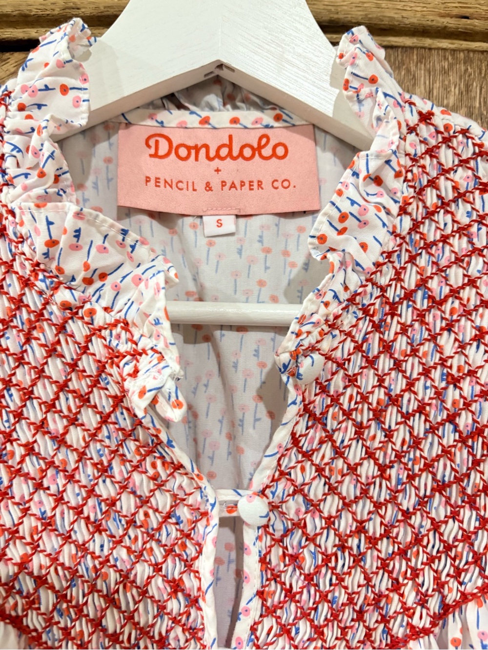 Dondolo + Pencil & Paper Co. Floral Short Sleeve Dress W| smocking Detail S NWOT - Picture 5 of 9
